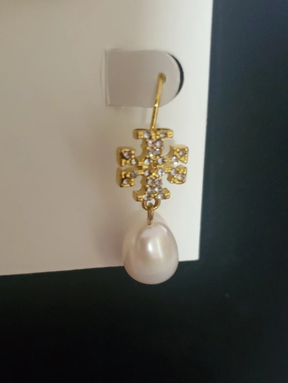 Tory Burch Moondance Pearl & Pavé Drop Earring